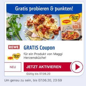 GRATIS ein Produkt von Maggi Herzensküche bei REWE dank Payback