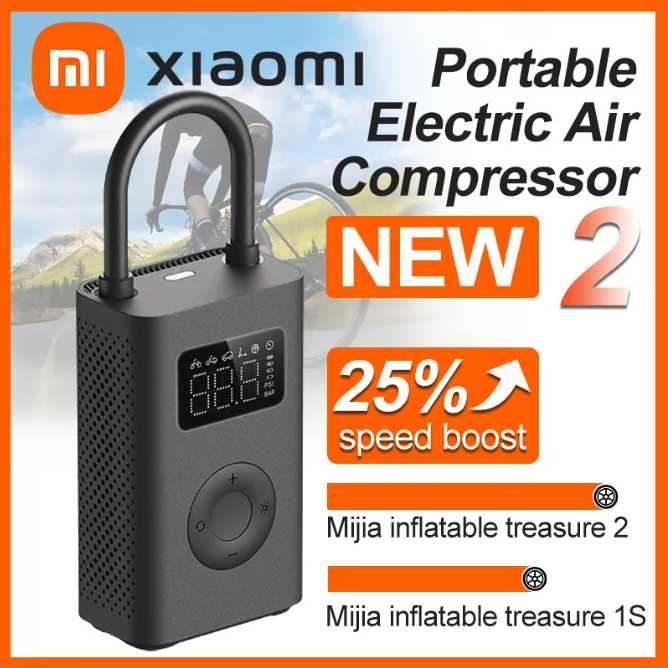Kaufe Xiaomi Mini tragbare Luftpumpe 2, elektrischer Luftkompressor  Treasure Typ-C, Multitool-Inflator, digitale Reifendruckerkennung
