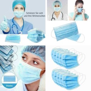 50 Mund- Nasenschutzmasken (3 lagig Einweg) aus Vliesstoff nur 3,35 € - versandkostenfrei