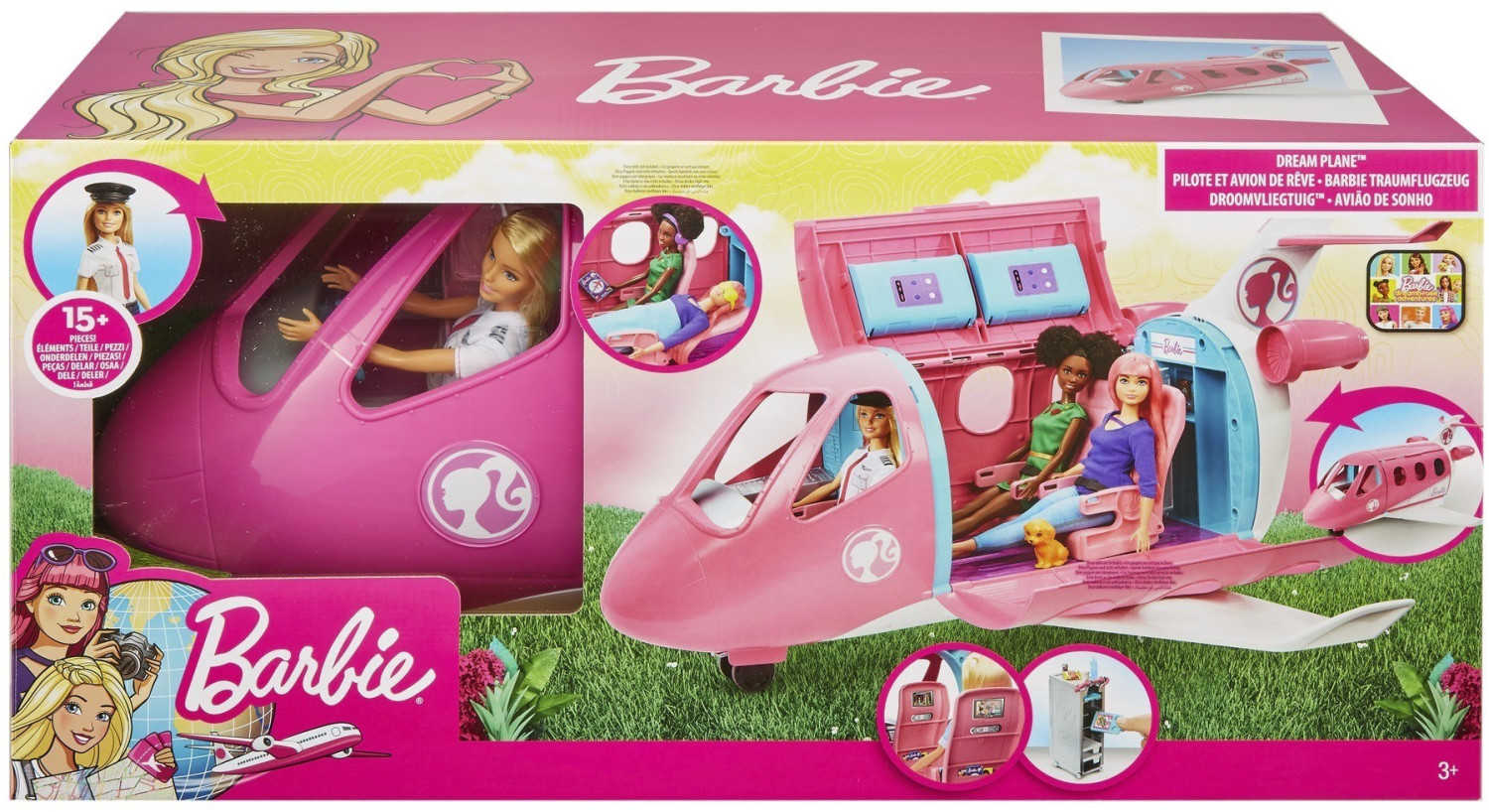 Barbie GJB33 - Reise Traumflugzeug Flugzeug mit Puppe und Zubehör für 69,99 € bei Amazon statt 84,24€ inkl Versand