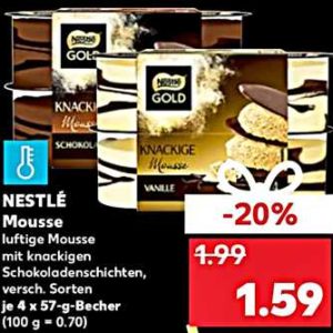 Kaufland...Nestlé GOLD knackige Mousse beim Kauf von 2 Packungen mit 1,00 € Cashback von Scondoo für nur 1,09 €