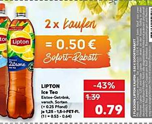 Kaufland...Lipton Ice Tea beim Kauf von 2 Flaschen mit 0,50 € Coupon für nur 54 Cent