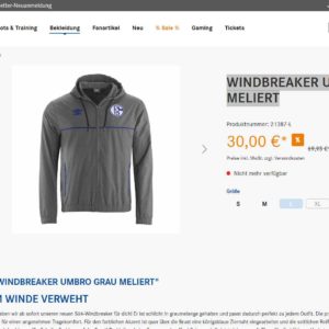 WINDBREAKER UMBRO GRAU MELIERT FC Schalke 04