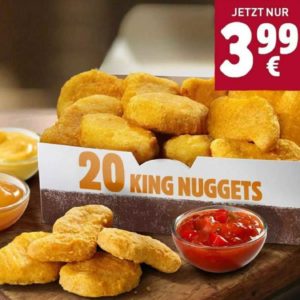 Burger King App: 20 King Nuggets für 3,99€ (inkl. 3 Dips)