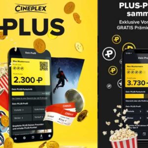 [Cineplex PLUS] Neue digitale Kino Bonuskarte, bundesweit gültig in allen Cineplex Kinos. Zur Anmeldung Gratis Portion Popcorn, Geburtstagsfreikarte sowie jedes 11 gekaufte Ticket gratis. Durch Punkte sammeln weitere Prämien möglich z.B. kostenloser Popcorn Refill oder Gratis-Monatsfreikarte