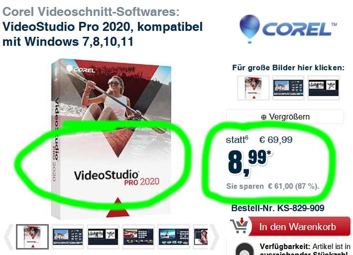 [PEARL] Corel VideoStudio Pro 2020 für 10,98 € (inkl. Versandkosten)