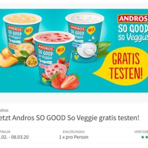 GRATIS Testen - Andros SO GOOD So Veggie Joghurt über Coupies