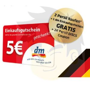 5€ dm Einkaufsgutschein beim Kauf von 2 Persil Produkten