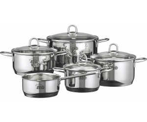ELO Topfset 90163 Rubin, Edelstahl, in­duk­ti­ons­ge­eig­net, silber poliert, 5-teilig für 55 € (statt 86,30 €)