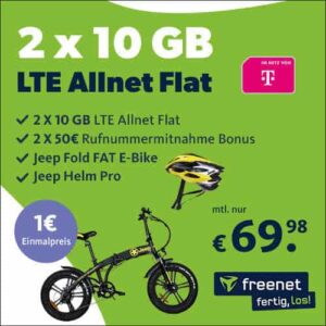 [Nischen-Deal] Jeep E-Bike Bundle + 2x 10GB Telekom Allnet Flat