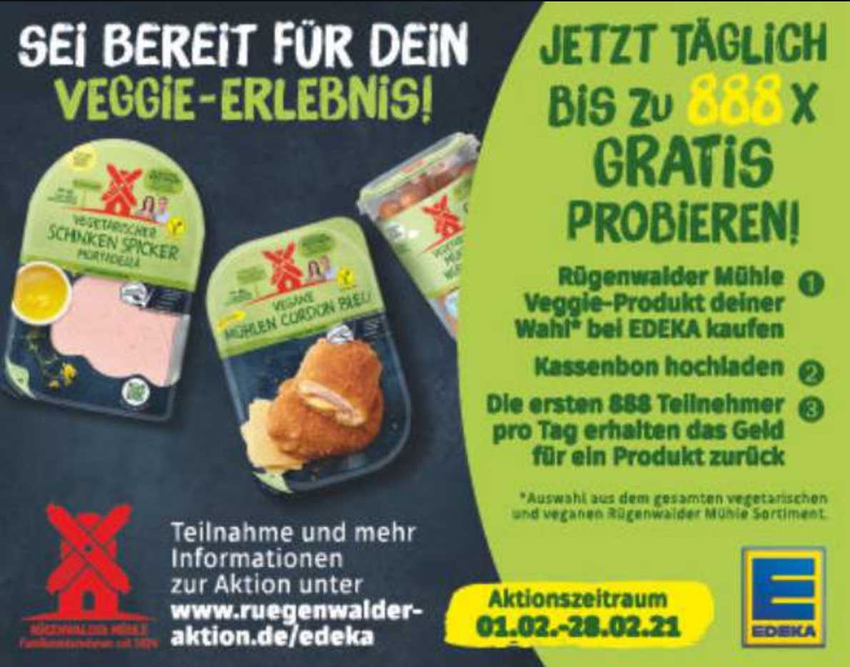 Gratis testen - Rügenwalder Mühle Veggie-Produkt bei Edeka/Netto MD vom