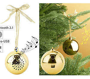 Pearl: Callstel Christbaumkugel-Lautsprecher mit Bluetooth, goldfarben (€2,99 &#043; €5,95 VSK statt €17,90 VSK-frei)