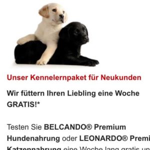 Gratis Testpaket Hunde- oder Katzenfutter!
