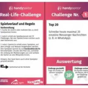 Kartenspiel Handysektor Real-Life-Challenge