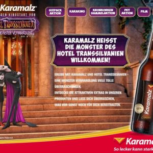 Karamalz feiert den Kinostart von Hotel Transsilvanien 4 / Beim Kauf bestimmter Produkte gibt es als Zugabe z.B. ein Lineal, Stundenplan oder Sticker