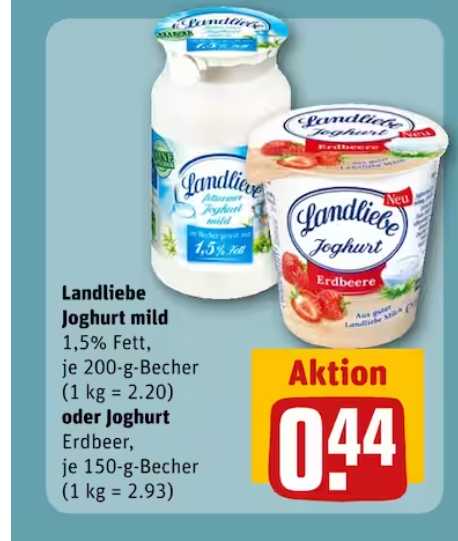 Landliebe Joghurt für 0,14€ mit Marktguru und REWE