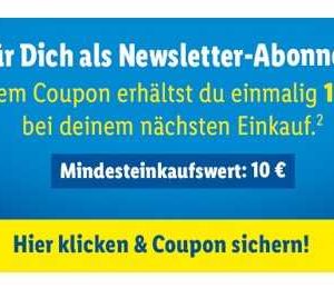1 Euro Rabatt für Newsletter-Abonnenten bei Lidl ab 10 Euro Einkauf