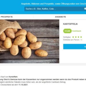 40 Cent Cashback auf Kartoffel bei Marktguru