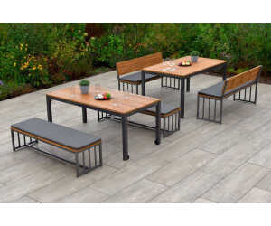 MERXX Garten-Essgruppe Milos, (Set, 10-tlg), 4 Sitzbänke, inkl. Sitzkissen,  2 Tische für 897,82 € (statt 1007,94 €)