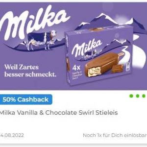 Milka swirl Stieleis für 0,99 Euro mit Rewe und Coupies