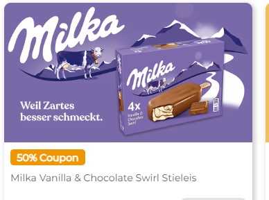 Milka swirl Stieleis Vanilla&amp;Chocolate für 0,87 Cent mit Couponplatz und Kaufland