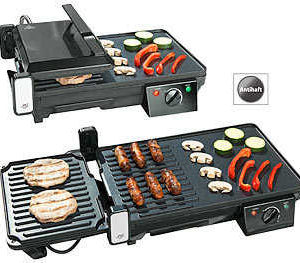 Pearl: Rosenstein & Söhne Elektrischer 2in1-Tischgrill mit Kontaktgrill (44,99€ statt 62,99€ + VSK)