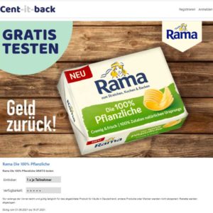 Gratis testen -  Rama 100% Pflanzlich (vegan)