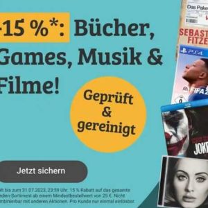 Rebuy.de: 15% Rabatt auf Bücher, Games, Musik &amp; Filme ab 25 € MBW