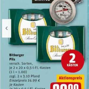 Gratis Grillthermometer im Rewe für 2 Kästen Bitburger