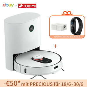ROIDMI EVE Plus Saugroboter mit 5 Absaugstation &#043; Gratis 5 Beutel und Mi Band 5 für 299,99€