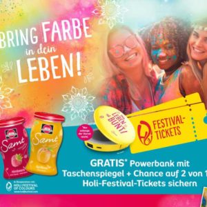 GRATIS Powerbank mit Taschenspiegel beim Kauf von 3x Schwartau Samt 270g
