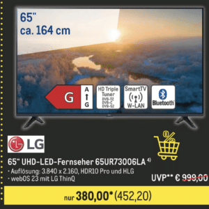 65 Zoll - LG UHD TV 73006LA - Black Week Deal (offline bei Metro)