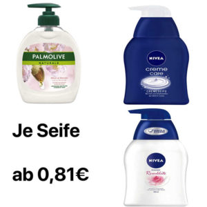 Palmolive Naturals Flüssigseife/ NIVEA Creme Care Cremeseife für 0,81€ (statt 1,15€)