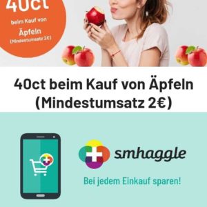 smhaggle: 40 Cent Cashback auf Äpfel bei einem Mindestumsatz von 2€
