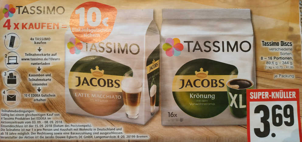 4x Tassimo Produkte kaufen & 10 Euro Gutschein für Edeka ...