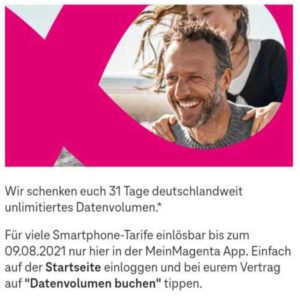 ⏰ endet 📱 Telekom Magenta Mobil / Prepaid / Business Kunden - 31 Tage unbegrenztes Datenvolumen geschenkt