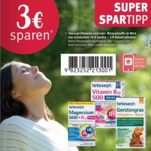 3€ Sofortrabatt beim Kauf von tetesept Vitamine und Mineralstoffe für 10€ bei Rossmann (03.07. - 07.07.23)