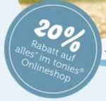 20 % Rabatt auf (fast) alles im Tonies Onlineshop (bis 25.09.2023)