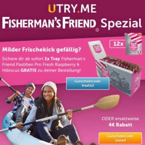 Utry.me: Gratis 12x Fisherman's Friends (oder 4€ Rabatt) bei einer Box-Bestellung