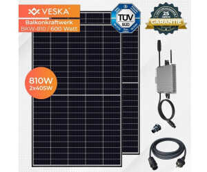 🌞 VESKA So­lar­an­la­ge »Bal­kon­kraft­werk 830 / 600 Watt Pho­to­vol­ta­ik Mini-PV Anlage« für 641,24 € (statt 779 €)