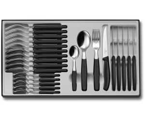 Victorinox Swiss Classic Ta­fel­be­steck mit Steak­mes­ser, 24-teilig, schwarz für 122,21 € (statt 135,83 €)