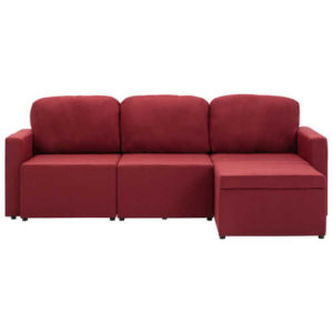 vidaXL Sofa »Modulares 3-Sitzer-Schlafsofa Weinrot Stoff« für 359,99 € (statt 454,99 €)