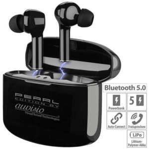 Pearl: auvisio In-Ear-Stereo-Headset mit Bluetooth 5, Ladebox, 18 Std. Spielzeit (€2,99 statt €14,99 &#043; VSK)